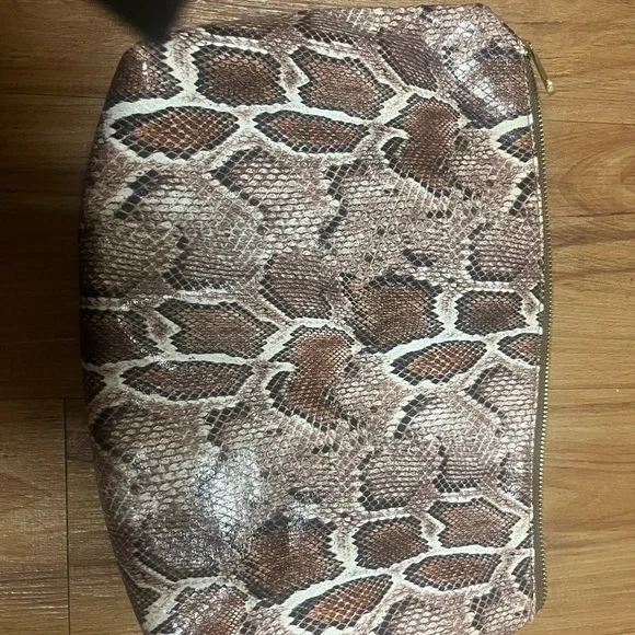Vince Camuto Snakeskin Pattern Clutch - Brown and Cream - Picture 4 of 4
